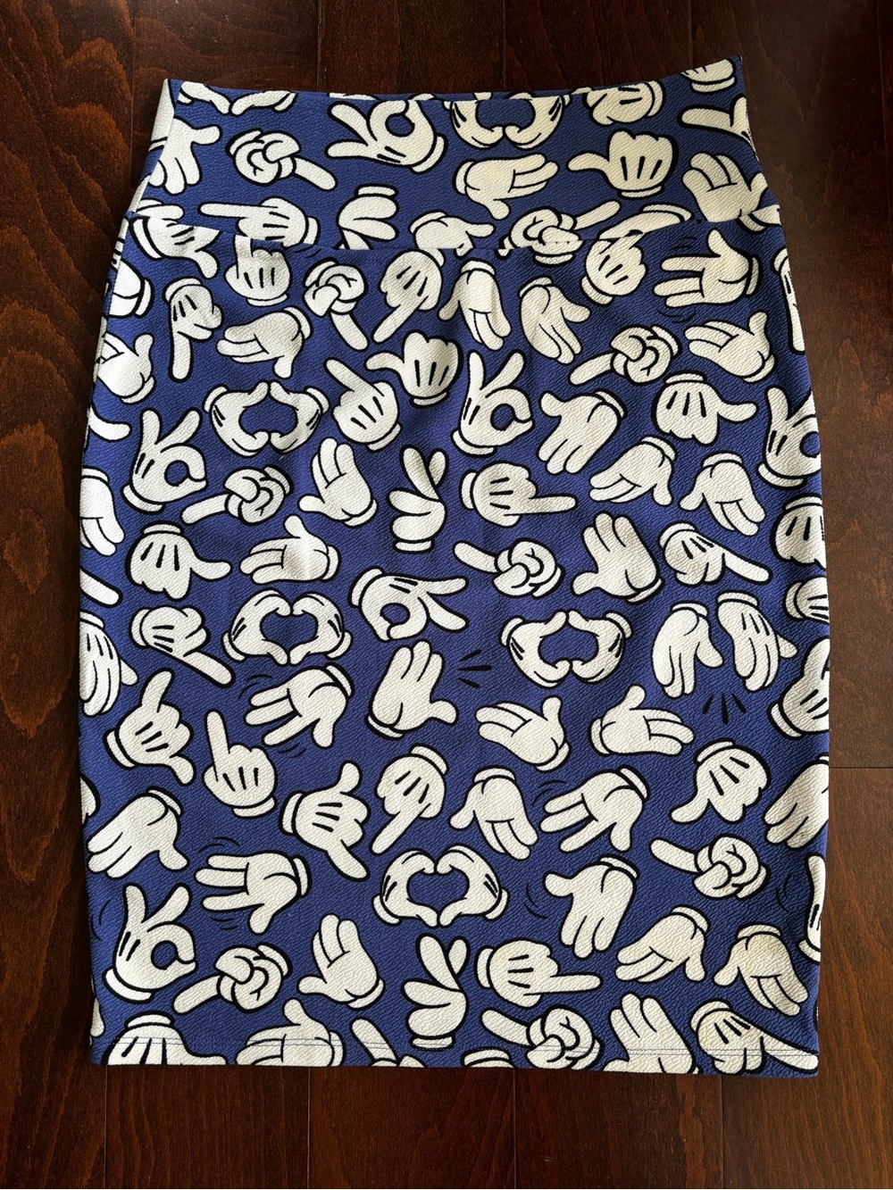 LulaRoe x Disney Pencil Skirt with Mickey Mouse hand prints. Size L